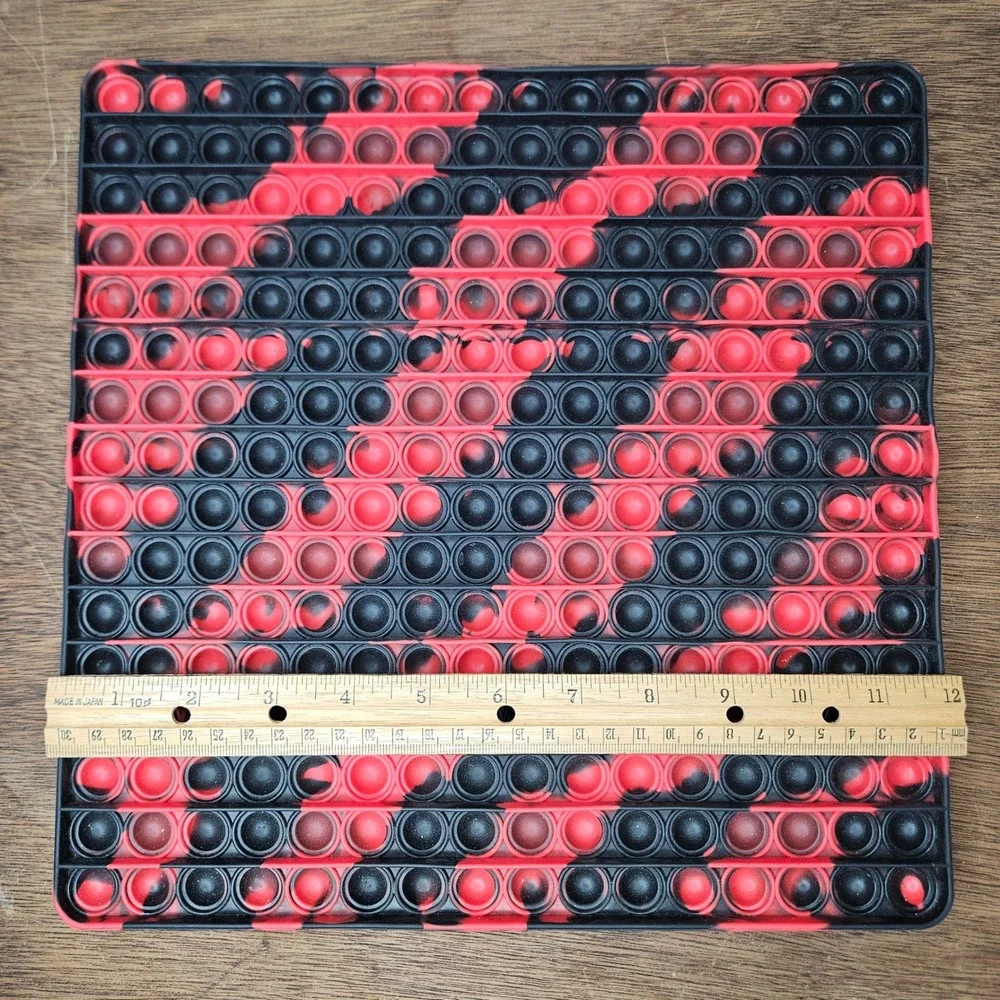 Jumbo 12 Inch Square Popit Fidget Toy Red‎ Black Marble Silicone Sensory EUC
